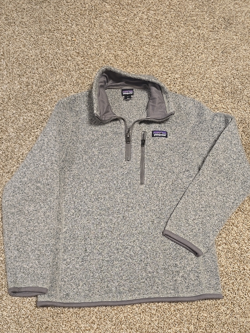 Patagonia Kid's Gray Quarter-Zip Fleece Pullover